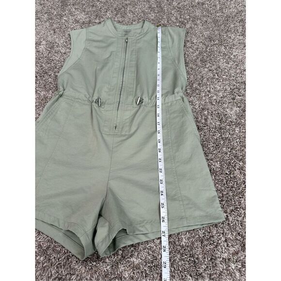 Calia Women’s XXS Unbleached Soft Utility Beach Romper Utility Green Zip Front - Picture 6 of 11